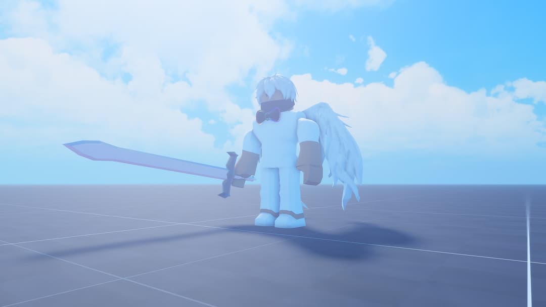 A screenshot of my character holding the sword.